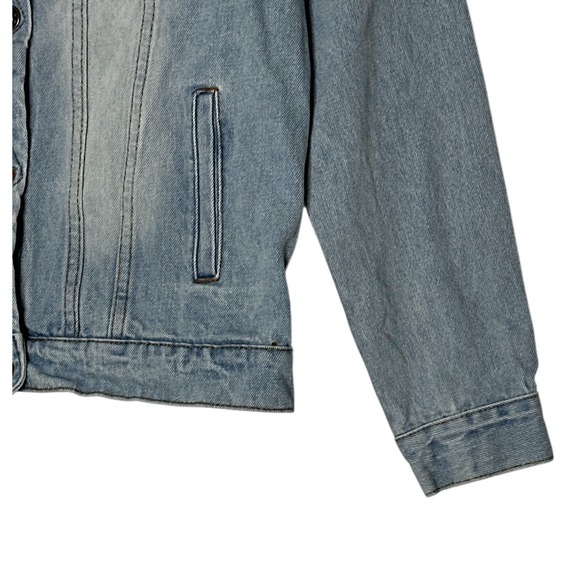 Savanna Jane Denim Jean Jacket Medium Embroidered Floral Boho Artisan Western - Picture 9 of 10